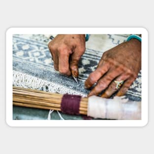 Silk Carpet Craftsmen, Rajasthan, India Sticker